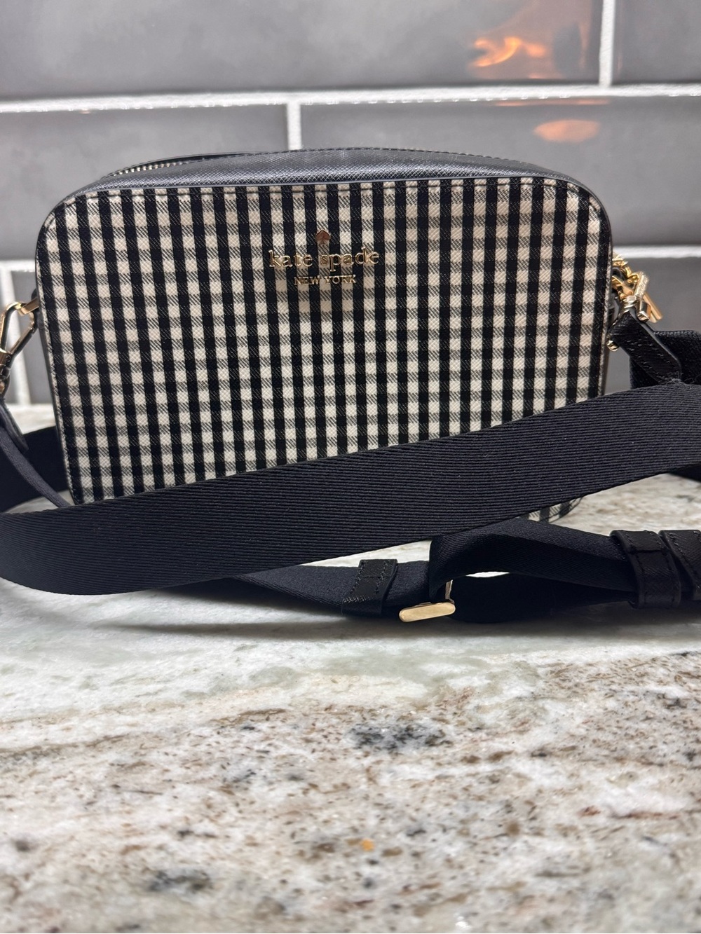 Kate Spade Black & White Gingham Crossbody Bag